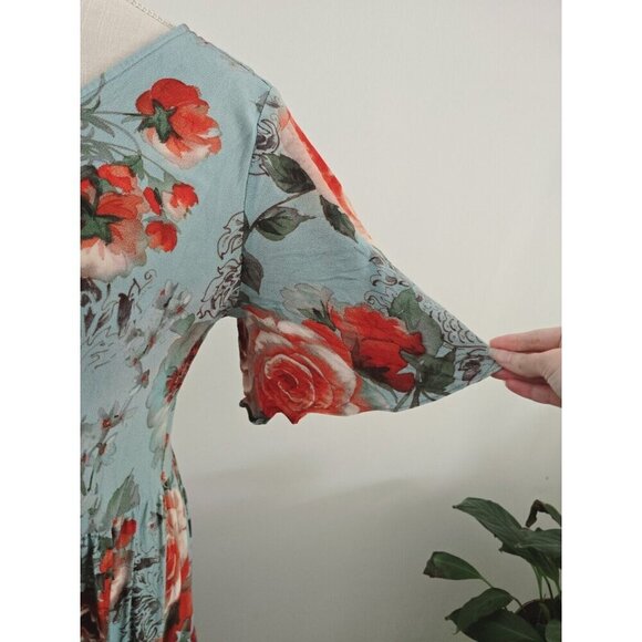 Soft Surroundings First Blooms Rose Floral V-Neck Tiered Pullover Maxi Dress M - Picture 6 of 12